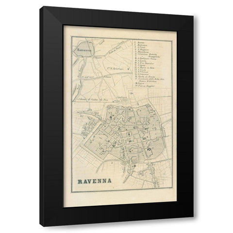 Ravenna Italy - Castro 1870  Black Modern Wood Framed Art Print by Castro