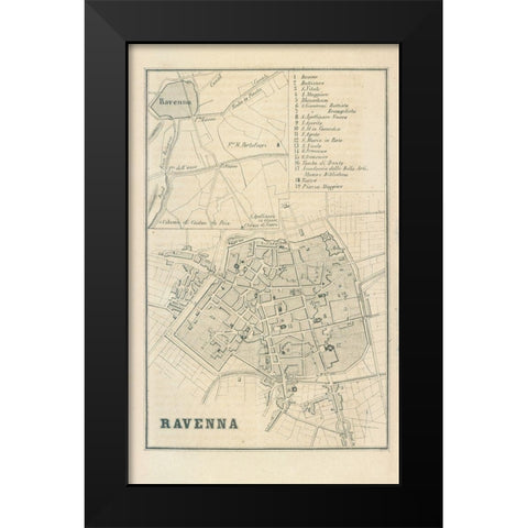 Ravenna Italy - Castro 1870  Black Modern Wood Framed Art Print by Castro