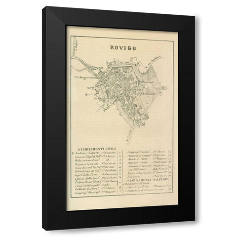 Rovigo Italy - Castro 1870  Black Modern Wood Framed Art Print by Castro