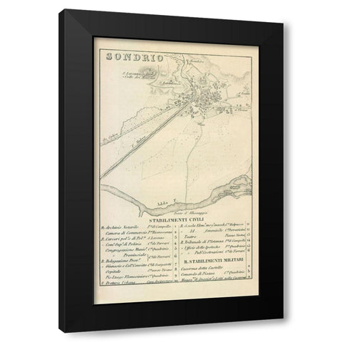 Sondrio Italy - Castro 1870  Black Modern Wood Framed Art Print with Double Matting by Castro