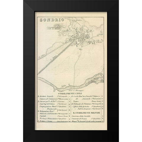 Sondrio Italy - Castro 1870  Black Modern Wood Framed Art Print by Castro