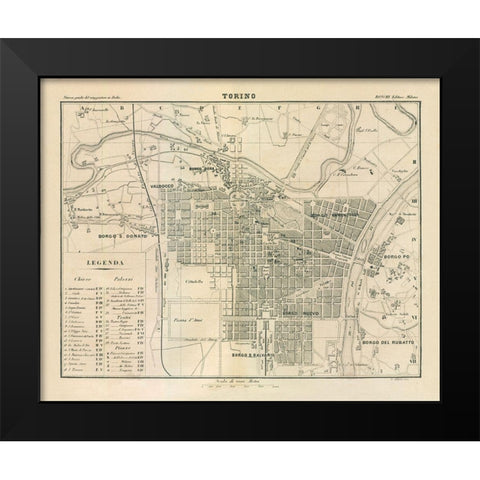 Torino Italy - Castro 1870  Black Modern Wood Framed Art Print by Castro