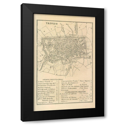 Treviso Italy - Castro 1870  Black Modern Wood Framed Art Print by Castro