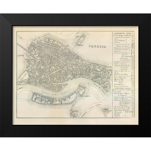Venezia Italy - Castro 1870  Black Modern Wood Framed Art Print by Castro