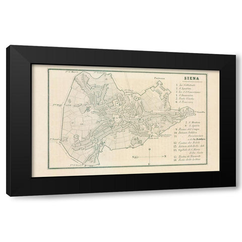 Siena Italy - Castro 1870  Black Modern Wood Framed Art Print with Double Matting by Castro