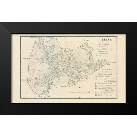 Siena Italy - Castro 1870  Black Modern Wood Framed Art Print by Castro