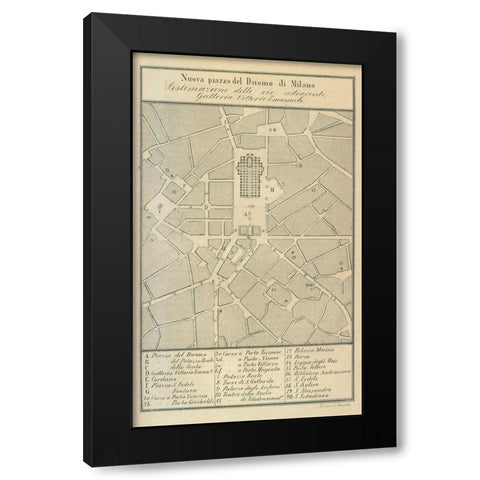 Milano Italy - Castro 1870  Black Modern Wood Framed Art Print by Castro