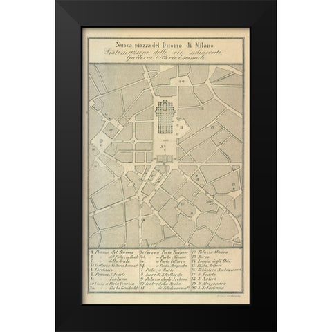 Milano Italy - Castro 1870  Black Modern Wood Framed Art Print by Castro