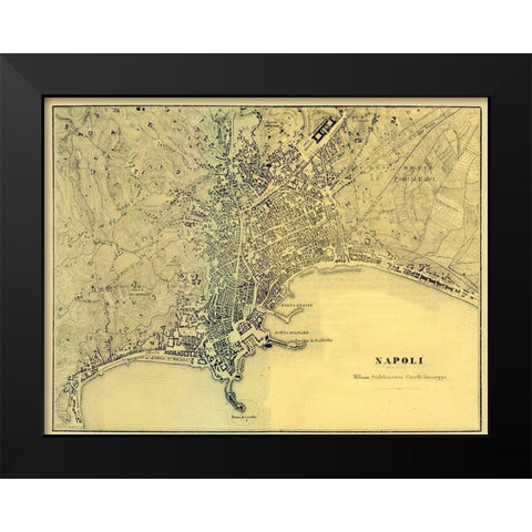 Napoli Italy - Muggiani 1865  Black Modern Wood Framed Art Print by Muggiani
