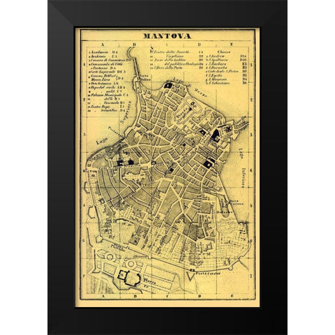 Mantova Italy - Muggiani 1865  Black Modern Wood Framed Art Print by Muggiani
