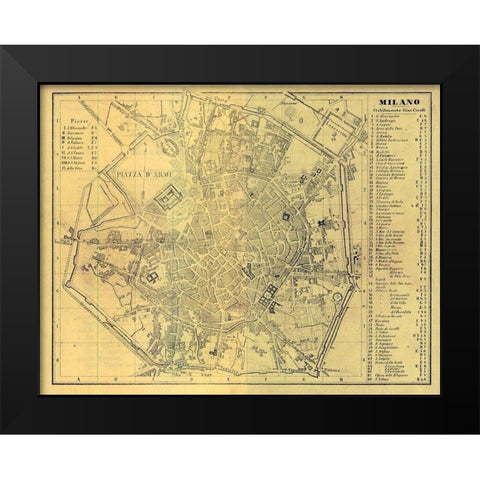 Milano Italy - Muggiani 1865  Black Modern Wood Framed Art Print by Muggiani