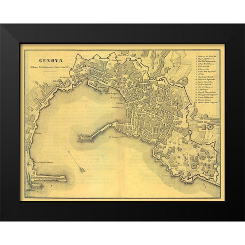 Genova Italy - Muggiani 1865  Black Modern Wood Framed Art Print by Muggiani