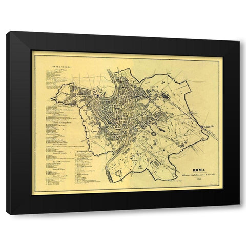 Roma Italy - Castro 1870  Black Modern Wood Framed Art Print with Double Matting by Castro