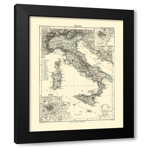 Italy - Perthes 1870  Black Modern Wood Framed Art Print by Perthes