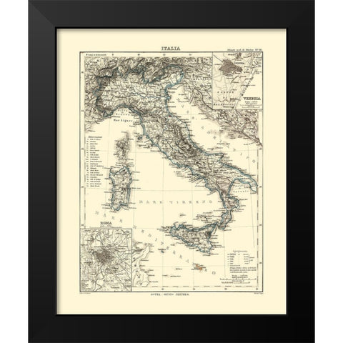 Italy - Perthes 1870  Black Modern Wood Framed Art Print by Perthes