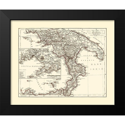 Southern Italy - Perthes 1870  Black Modern Wood Framed Art Print by Perthes