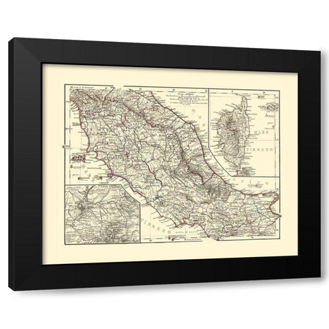 Central Italy - Perthes 1870  Black Modern Wood Framed Art Print with Double Matting by Perthes