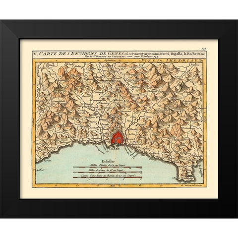 Genoa Environs Italy - Robert 1748  Black Modern Wood Framed Art Print by Robert