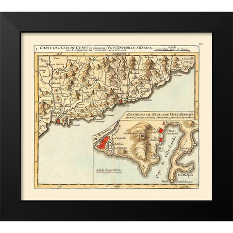 Imperia Genoa Province France - Robert 1748  Black Modern Wood Framed Art Print by Robert