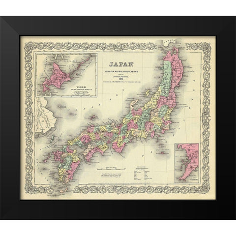 Yesso Kuriles Japan - Colton 1856 Black Modern Wood Framed Art Print by Colton