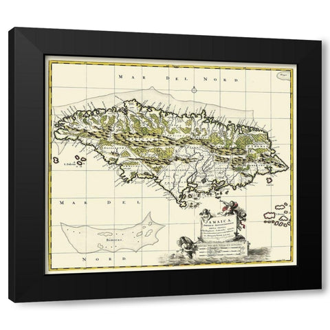 Americae Septentrionalis Caribbean Jamaica Black Modern Wood Framed Art Print by Visser