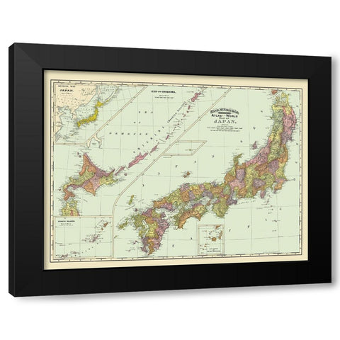Japan - Rand McNally 1897 Black Modern Wood Framed Art Print with Double Matting by Rand McNally