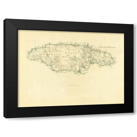 Caribbean Jamaica - Jefferys 1760 Black Modern Wood Framed Art Print with Double Matting by Jefferys
