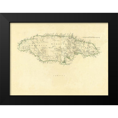 Caribbean Jamaica - Jefferys 1760 Black Modern Wood Framed Art Print by Jefferys