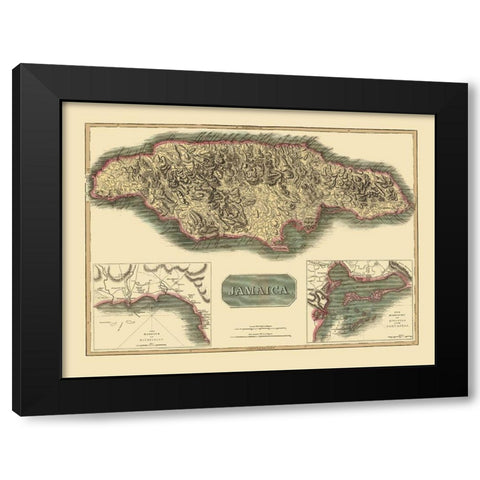 Caribbean Jamaica - Thomson 1821 Black Modern Wood Framed Art Print with Double Matting by Thomson