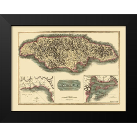 Caribbean Jamaica - Thomson 1821 Black Modern Wood Framed Art Print by Thomson
