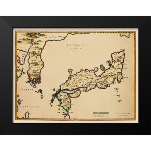 Japan - Blaeu 1655 Black Modern Wood Framed Art Print by Blaeu