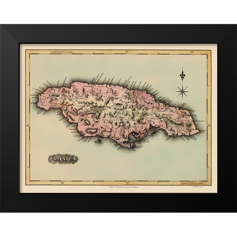 Caribbean Jamaica - Lucas 1823 Black Modern Wood Framed Art Print by Lucas