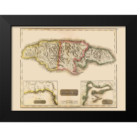Caribbean Jamaica - Thomson 1821 Black Modern Wood Framed Art Print by Thomson