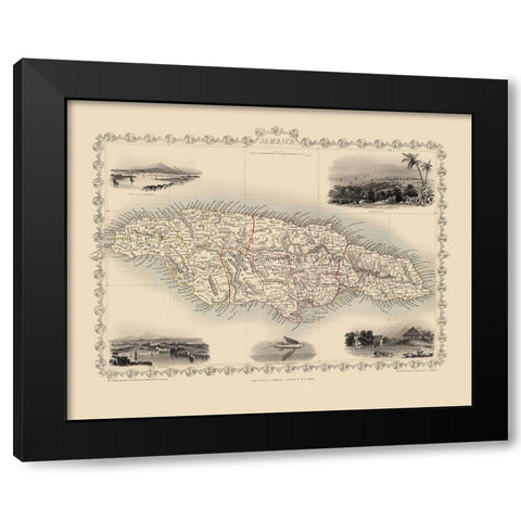 Caribbean Jamaica - Tallis 1851 Black Modern Wood Framed Art Print by Tallis