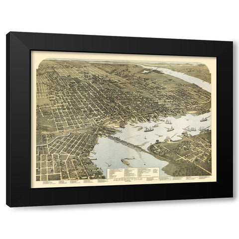 Asia Japan Korea - Bartholomew 1892 Black Modern Wood Framed Art Print by Bartholomew