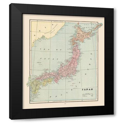 Japan - Cram 1892 Black Modern Wood Framed Art Print by Cram