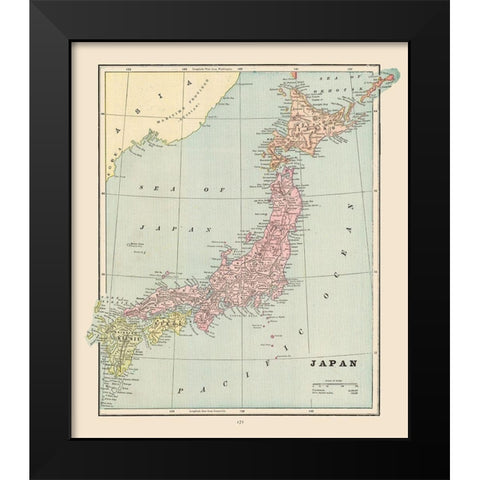 Japan - Cram 1892 Black Modern Wood Framed Art Print by Cram
