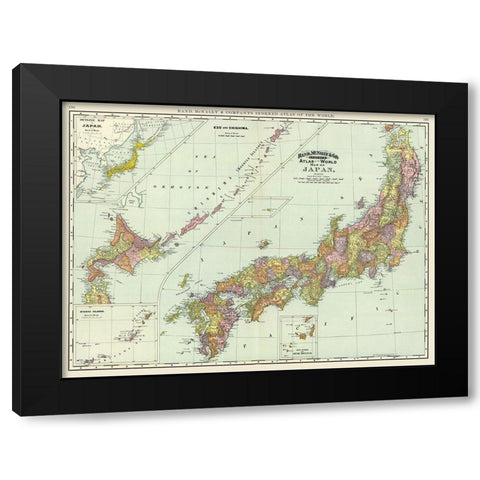 Japan - Rand McNally 1897 Black Modern Wood Framed Art Print by Rand McNally