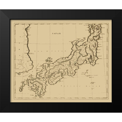 Ancient Japan - Arrowsmith 1812 Black Modern Wood Framed Art Print by Arrowsmith