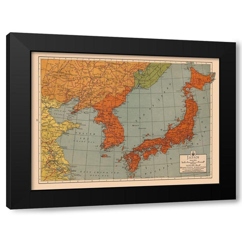 Japan - Clement 1943 Black Modern Wood Framed Art Print with Double Matting by Clement