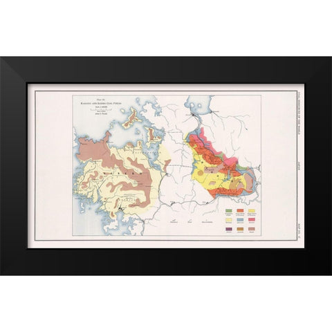 Karatsu Sasebo Coal Fields Japan - Otsuki 1913 Black Modern Wood Framed Art Print by Otsuki