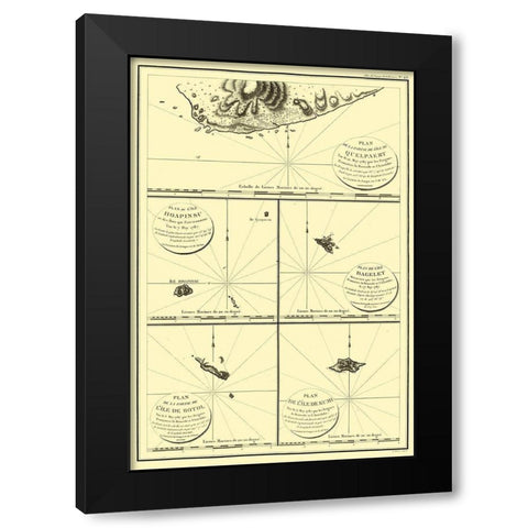 Islands Japan - Boussole 1787 Black Modern Wood Framed Art Print by Boussole