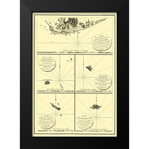 Islands Japan - Boussole 1787 Black Modern Wood Framed Art Print by Boussole