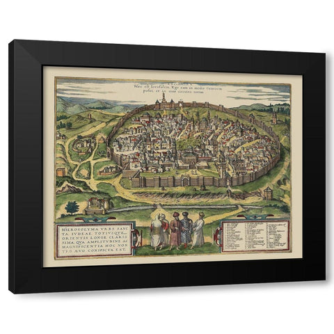 The Holy City Jerusalem Israel - Braun 1575 Black Modern Wood Framed Art Print with Double Matting by Braun