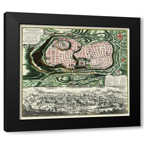 The Holy City Jerusalem Israel - Braun 1735 Black Modern Wood Framed Art Print by Braun