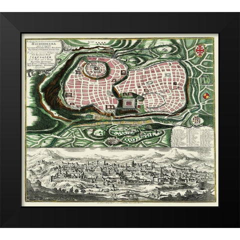 The Holy City Jerusalem Israel - Braun 1735 Black Modern Wood Framed Art Print by Braun