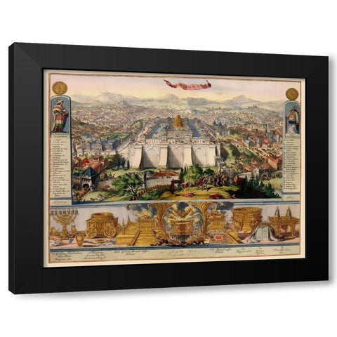 Jerusalem Israel Temple Picture - DHooghe 1687 Black Modern Wood Framed Art Print by D''Hooghe