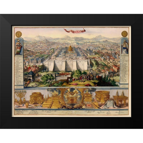 Jerusalem Israel Temple Picture - DHooghe 1687 Black Modern Wood Framed Art Print by D''Hooghe