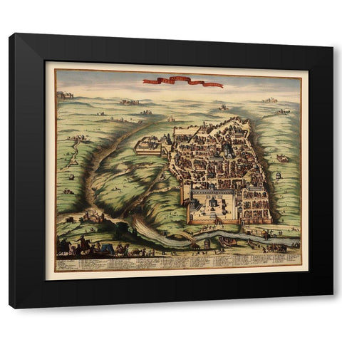 Jerusalem Israel Panoramic - 1600 Black Modern Wood Framed Art Print by Unknown
