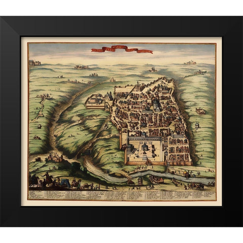Jerusalem Israel Panoramic - 1600 Black Modern Wood Framed Art Print by Unknown